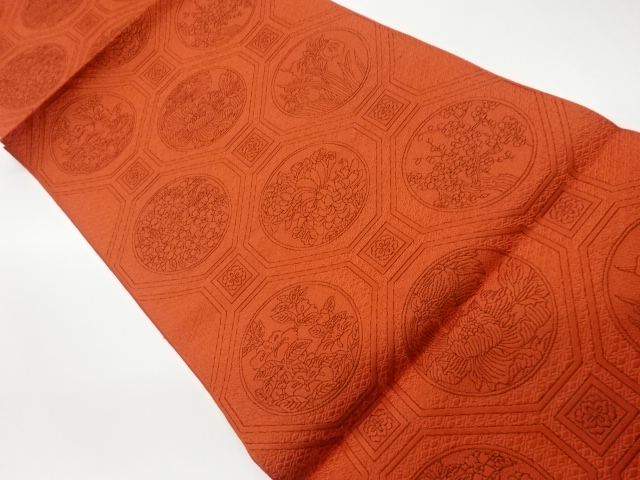 JAPANESE KIMONO / VINTAGE NAGOYA OBI / WOVEN FLOWER & SHOKKOMON PATTERN